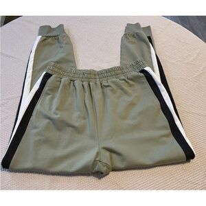 Velvet Heart Olive Jogger Pants with Black and White Stripes